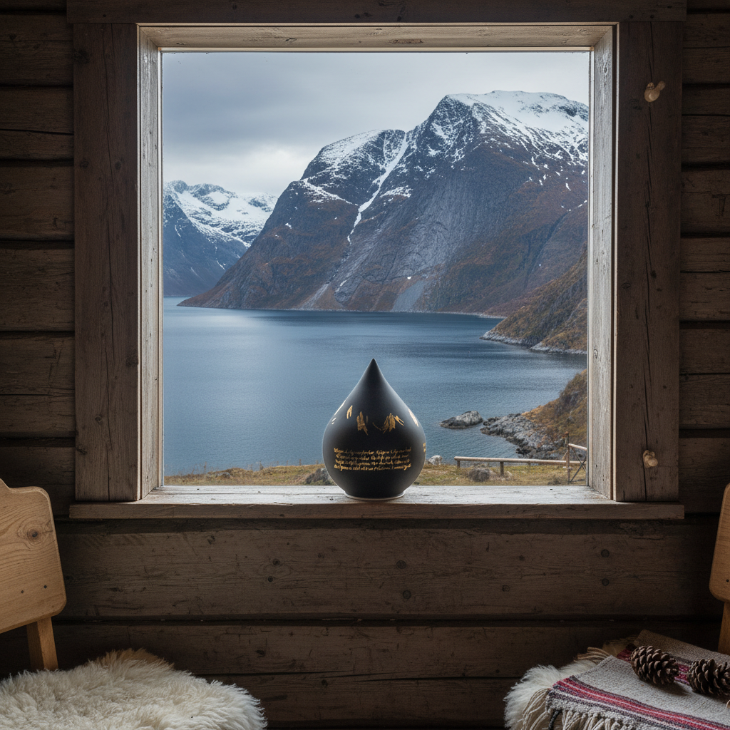 Dråpeformet LED lyslykt med nordnorsk salmetekst - detaljbilde