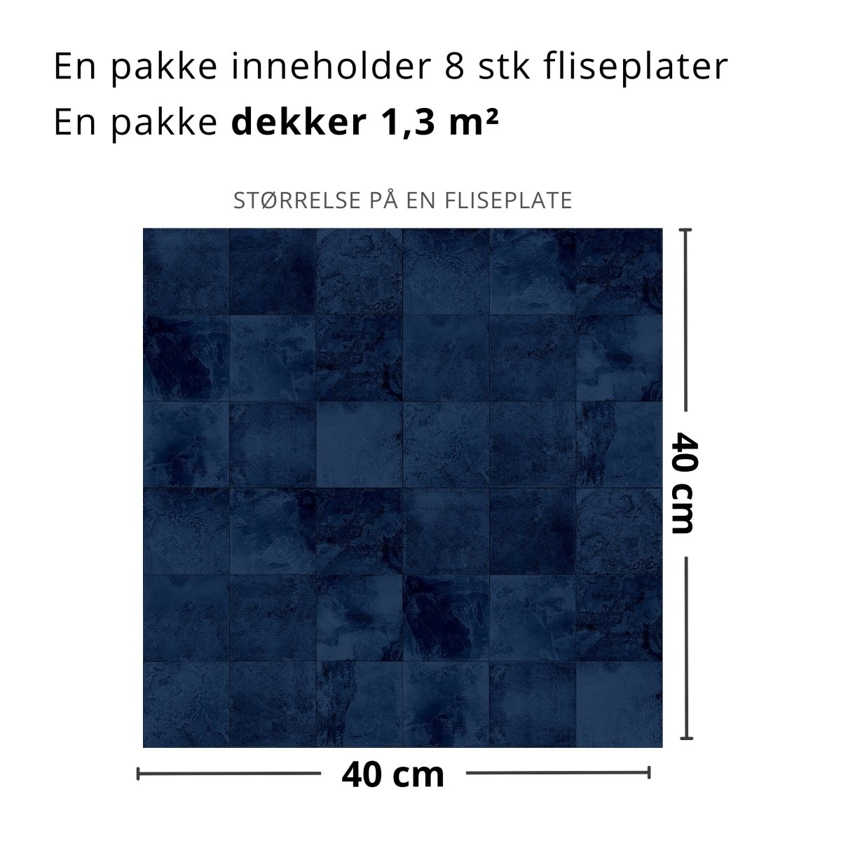 8 - pk Bodø mørkeblå selvklebende fliser - Lindas Dekor