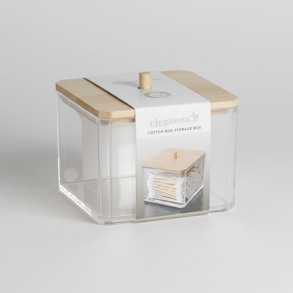 Oppbevaringsboks med bambuslokk 9,5 x 8,5 cm - Lindas Dekor