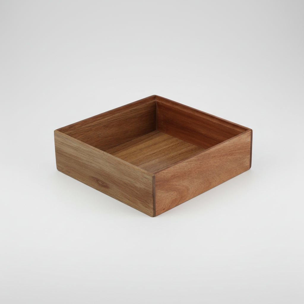 Stabelbar organiseringsbrett i tre/akasie 15 x 15 x 5 cm - Lindas Dekor