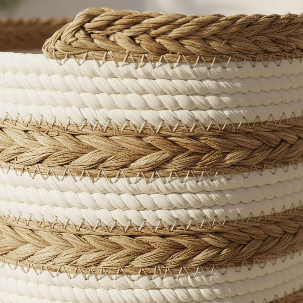 2-pk Oppbevaringskurver Stripet Hvit/Natur