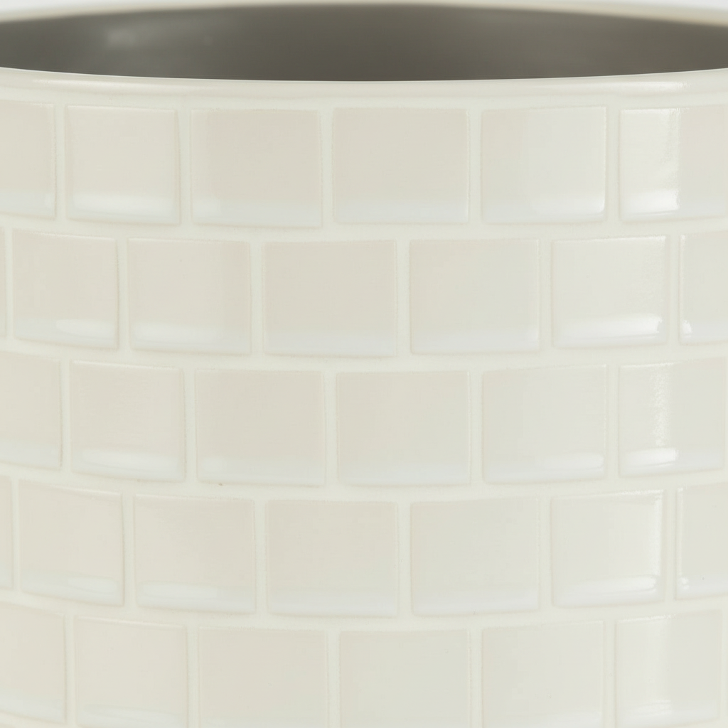 Blomsterpotte firkantet hvit keramikk, 17 cm large potte med glansfinish for innendørs planter"