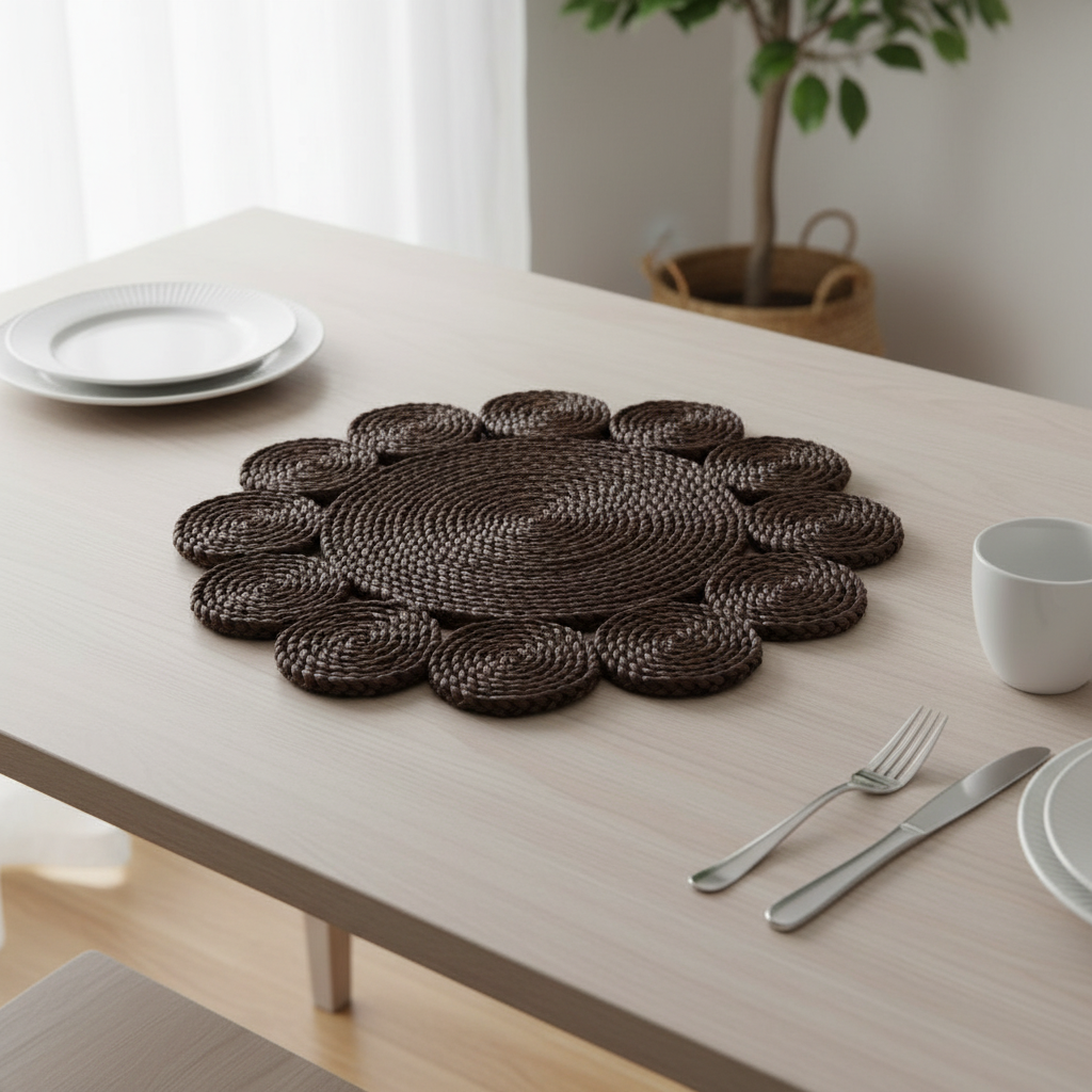 Bordbrikke Rund Mørk Brun