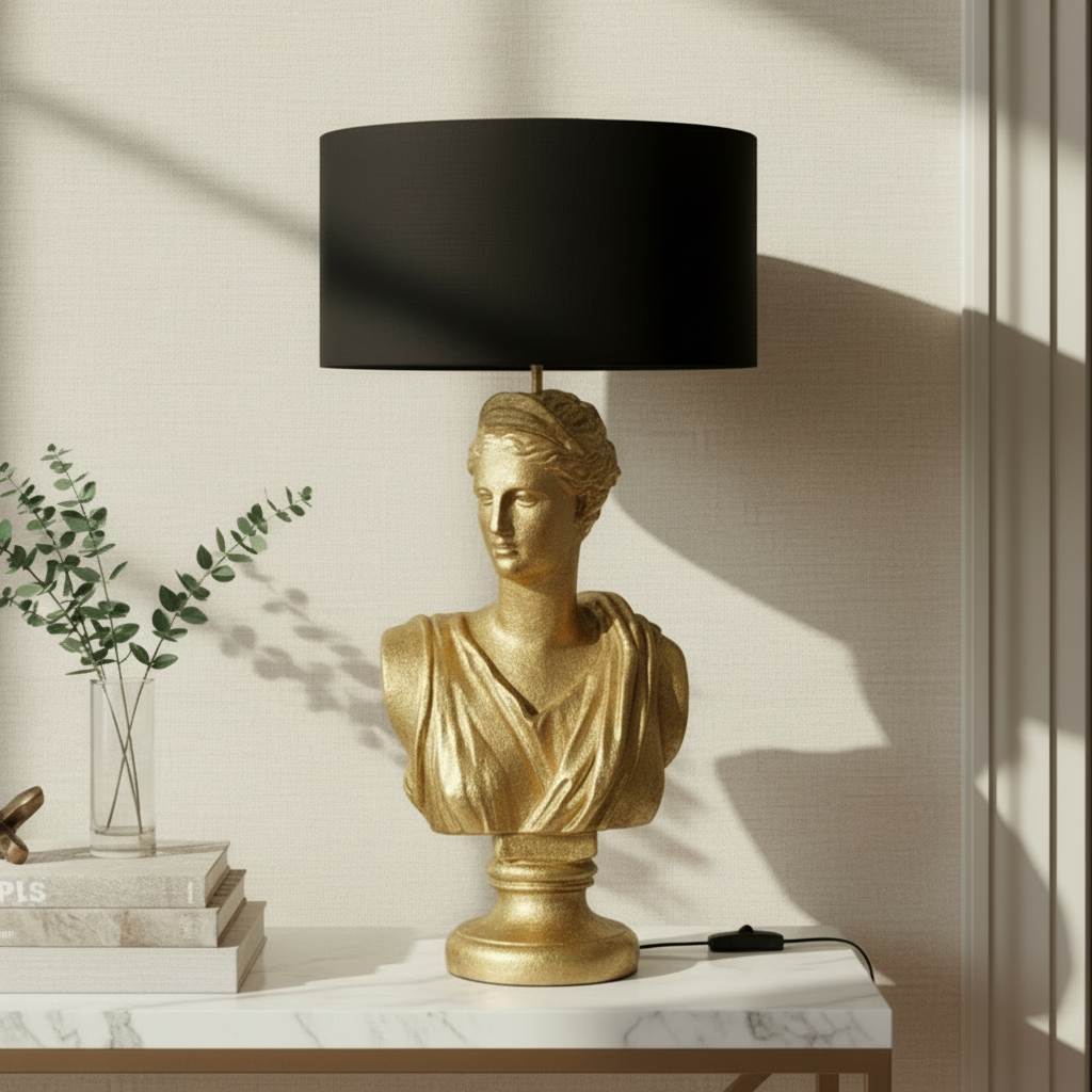 Skulpturlampe gull 72 cm