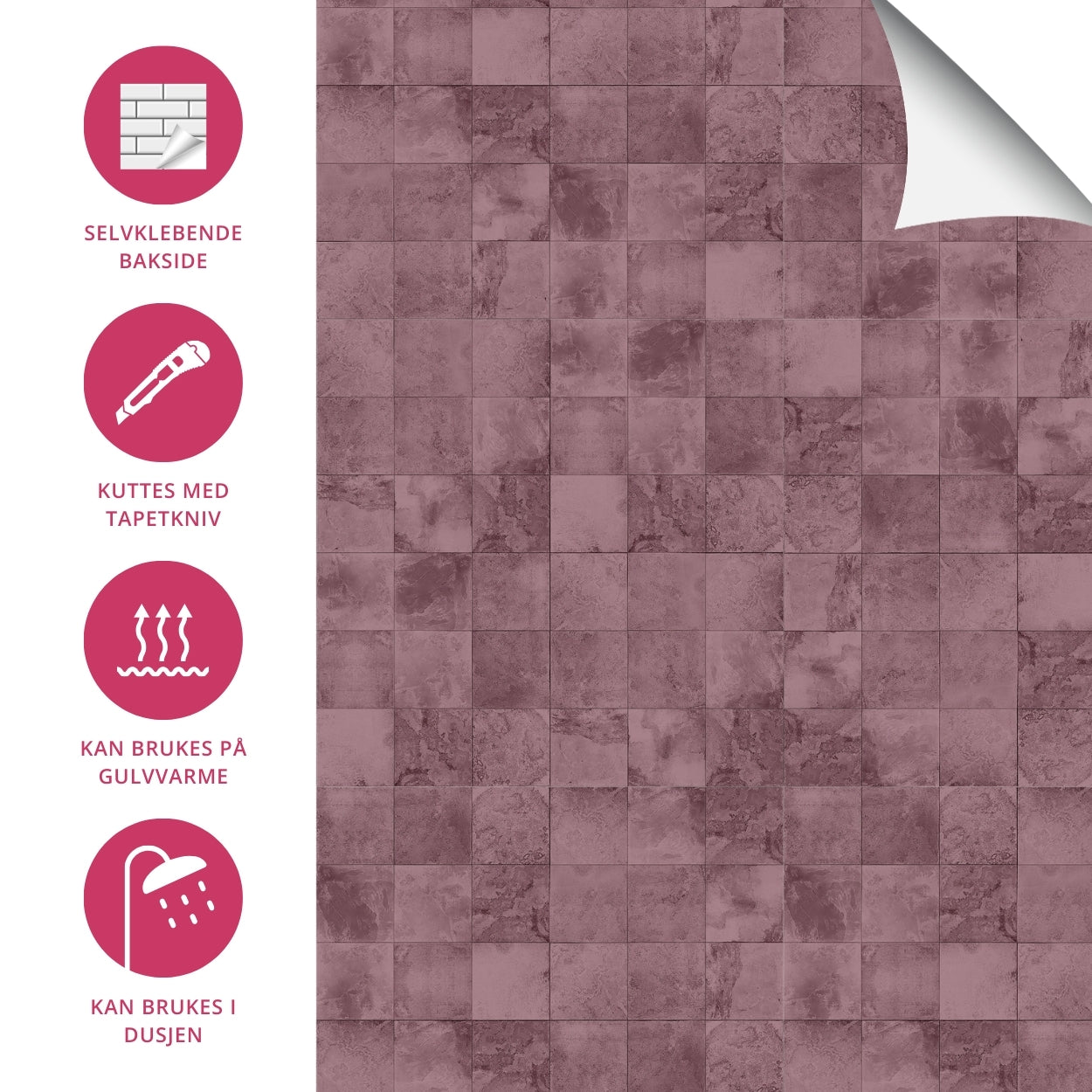 Bodø Rose selvklebende fliser