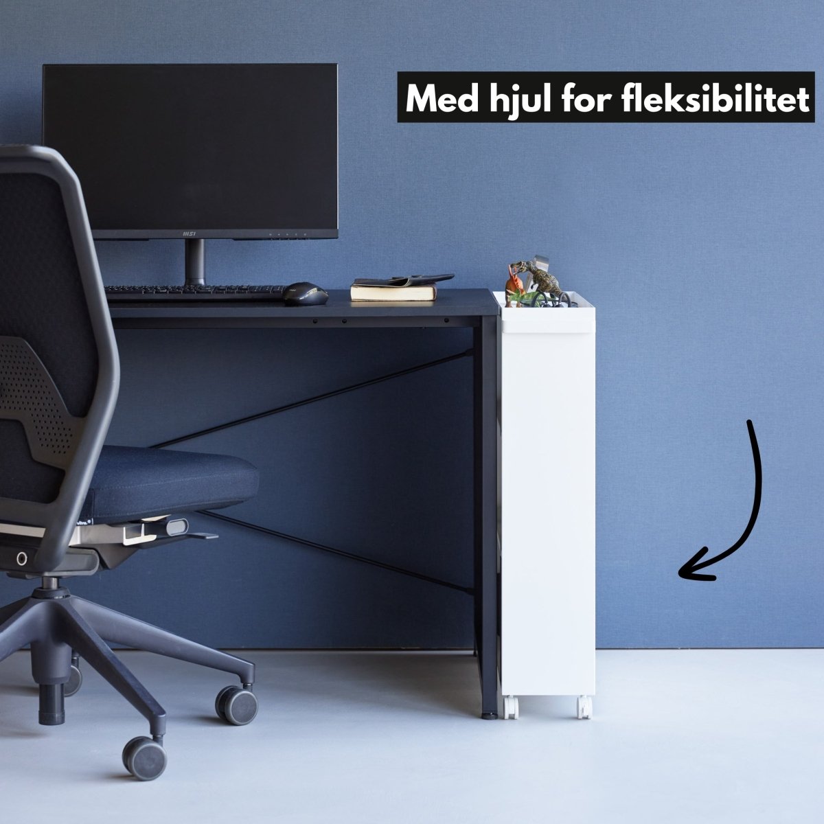 Oppbevaringsvogn med hjul hvit 59 x 70 cm - Lindas Dekor
