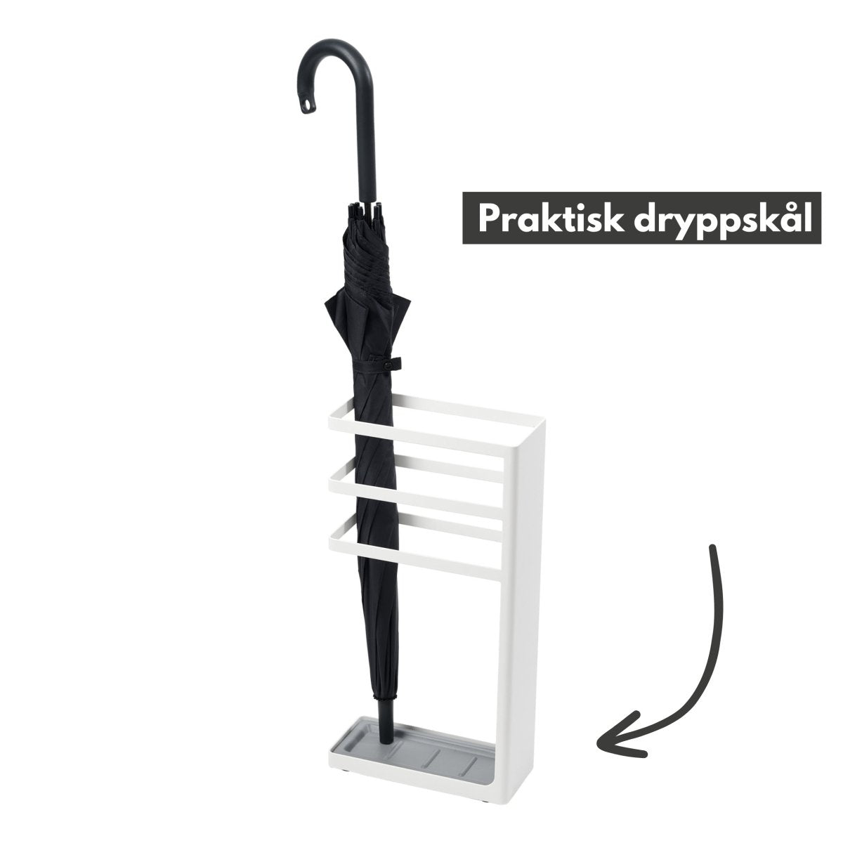 Paraplystativ med dryppskål, stor hvit - Lindas Dekor