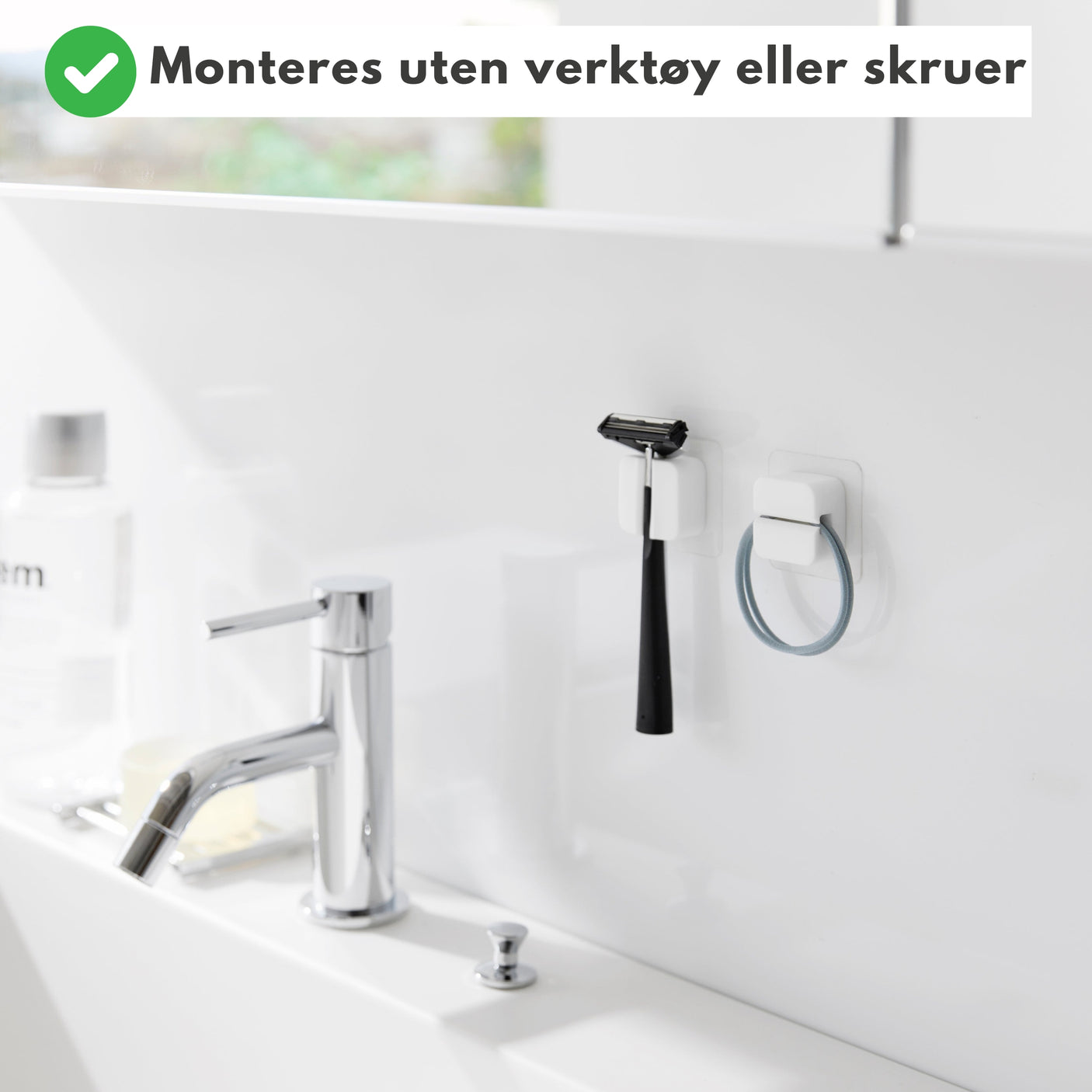 "Selvklebende holdere 2-pk fleksible klemmer til tannbørster kjøkkenredskaper ladekabler