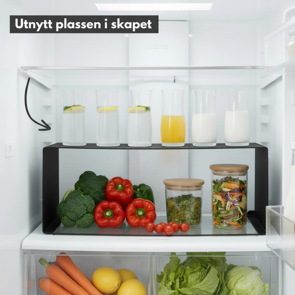 Stabelbar hylle smal sort 30,5 x 14 cm