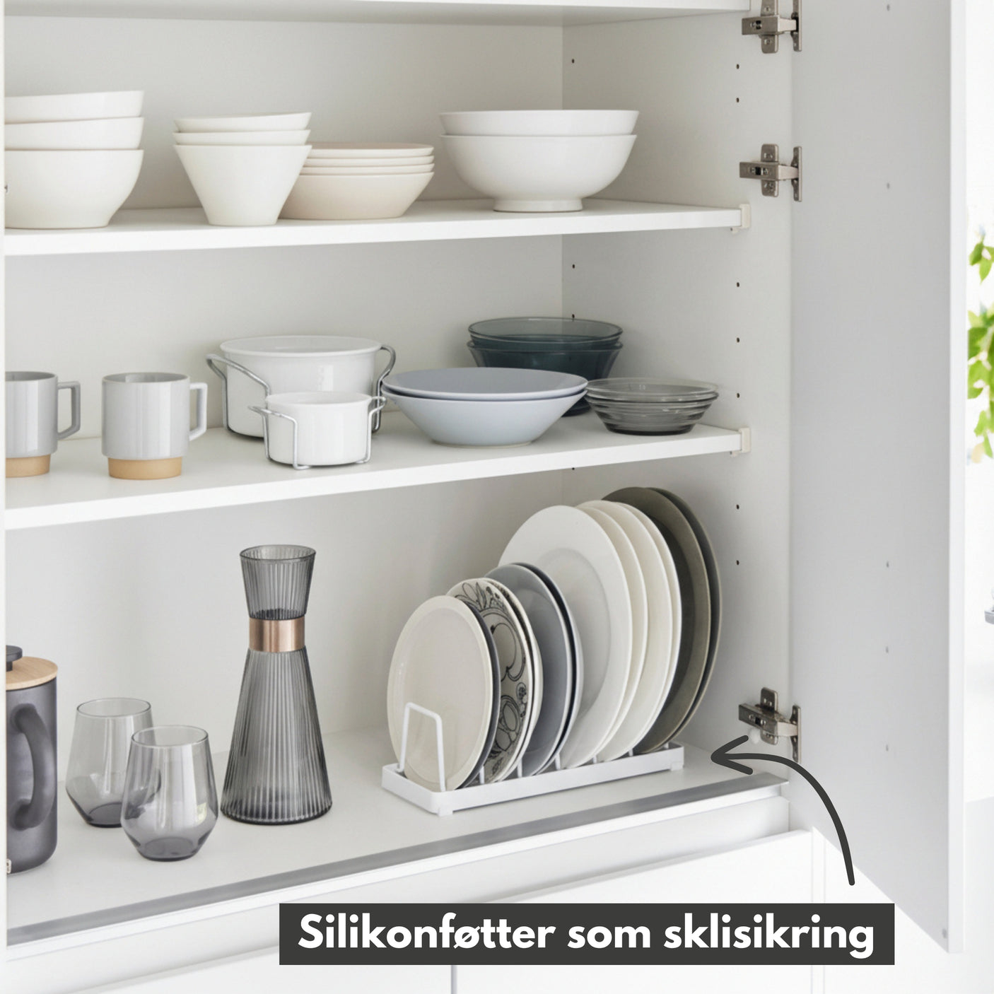 Tallerkenstativ hvit