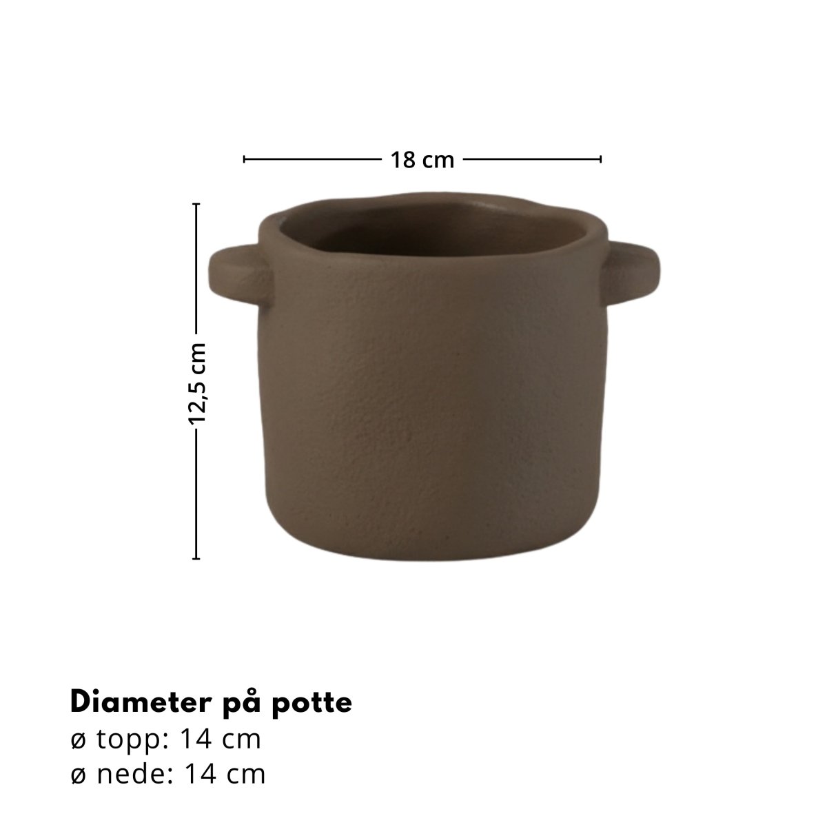 Potte Sement mørk brun liten