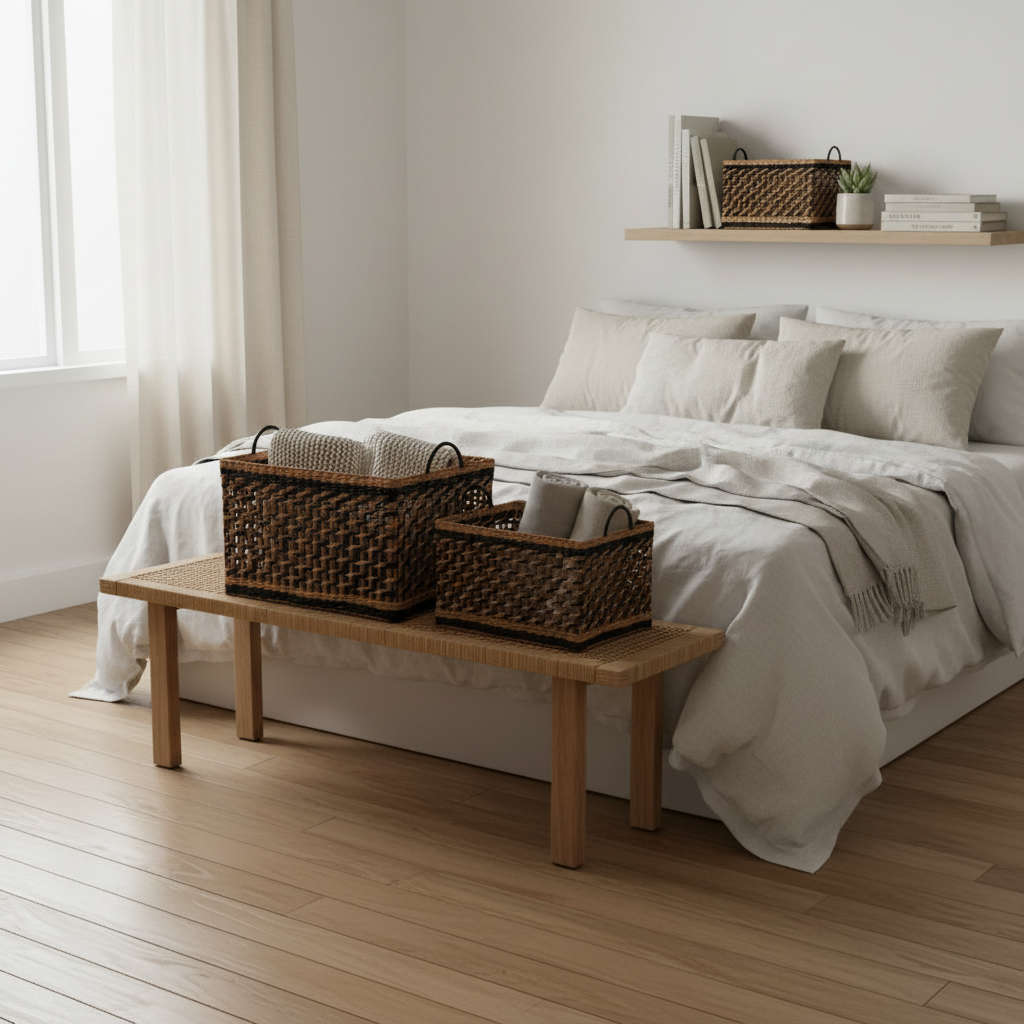 Flettet kurvsett 34-42cm - perfekt til pledd, puter og leker