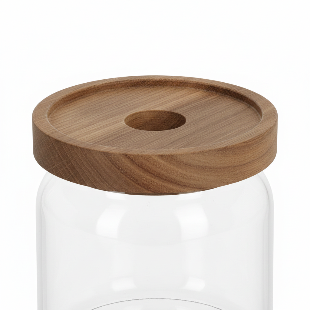 Glasskrukke med trelokk 9 x 10 cm