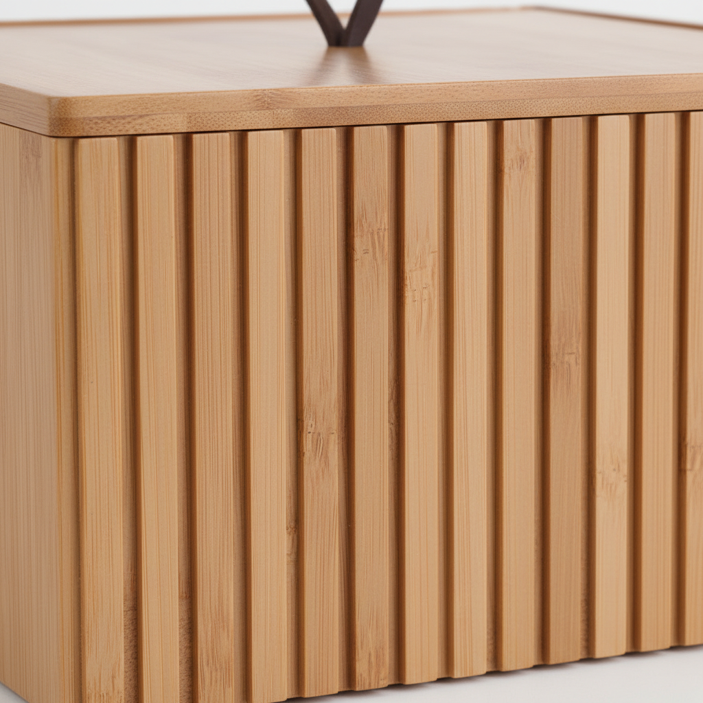 Bambusboks med skinnstropp håndtak - elegant oppbevaring til bad og soverom