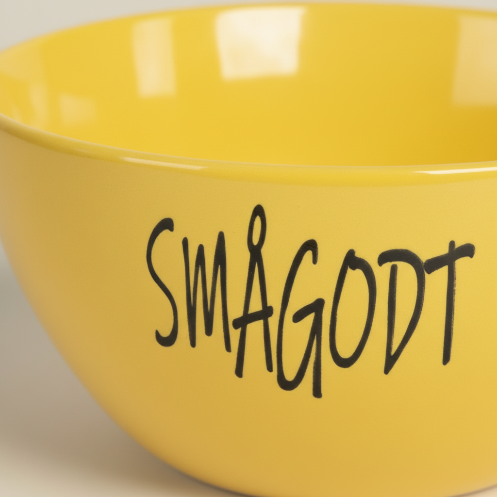 Fargerik keramikkskål gul 5-7dl - perfekt til deling og servering