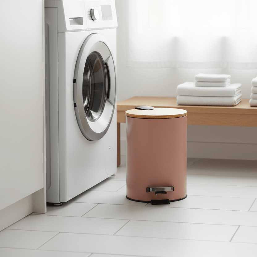 Søppelbøtte 3 liter metall/bambus beige - Lindas Dekor