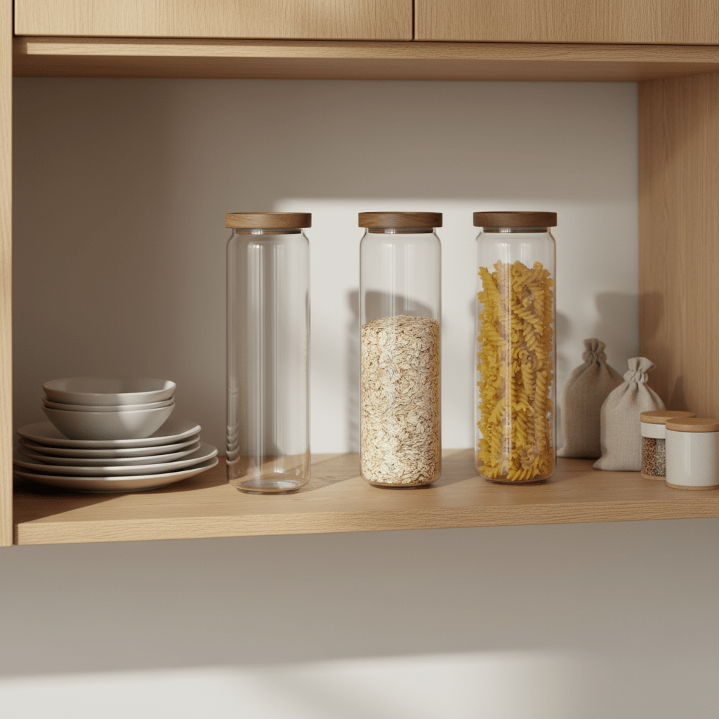 3-pk glasskrukke akasie 1,5 liter