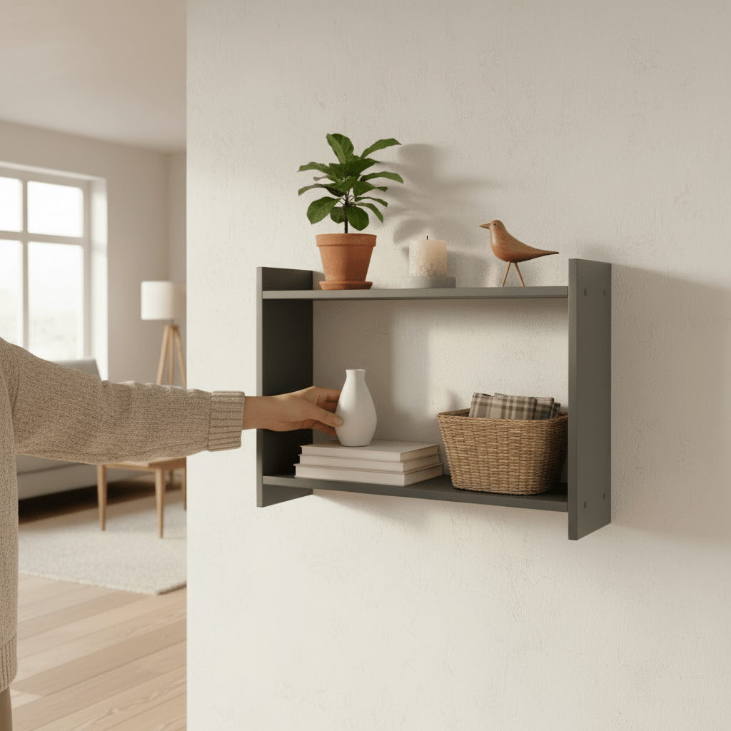 Bamberg vegghylle grønn 50 x 14,5 x 35 cm - Lindas Dekor