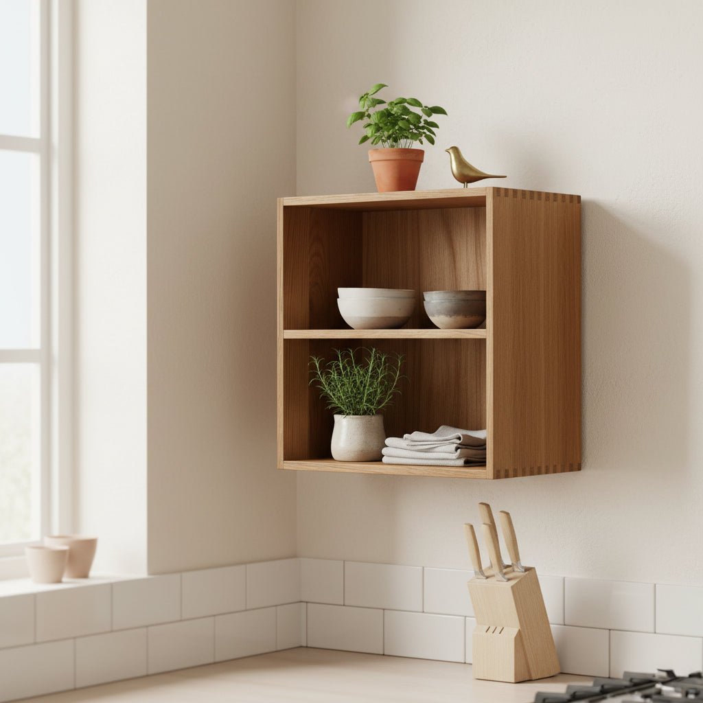 Townsville vegghylle med vertikale rom eik 18 x 30 x 30 cm - Lindas Dekor