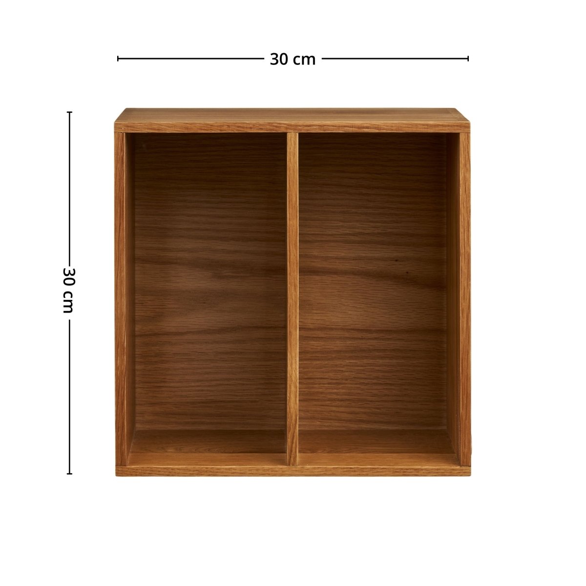 Townsville vegghylle med vertikale rom eik 18 x 30 x 30 cm - Lindas Dekor
