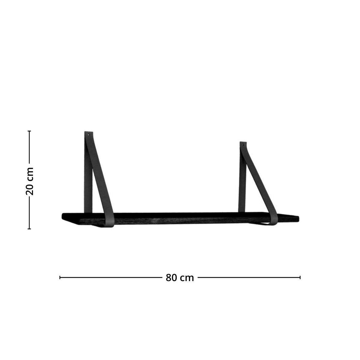 Forno hylle sort skinnstropper 80 x 20 cm - Lindas Dekor
