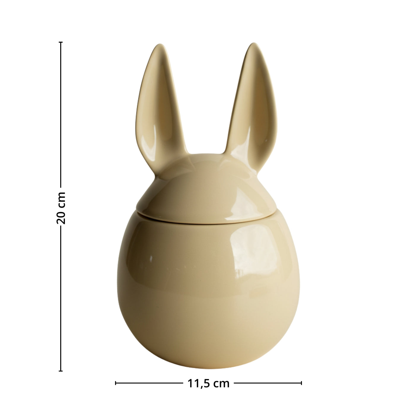 Stor gul harekeramikkkrukke diameter 11,5 cm egnet til oppbevaring og kjøkkenbruk.