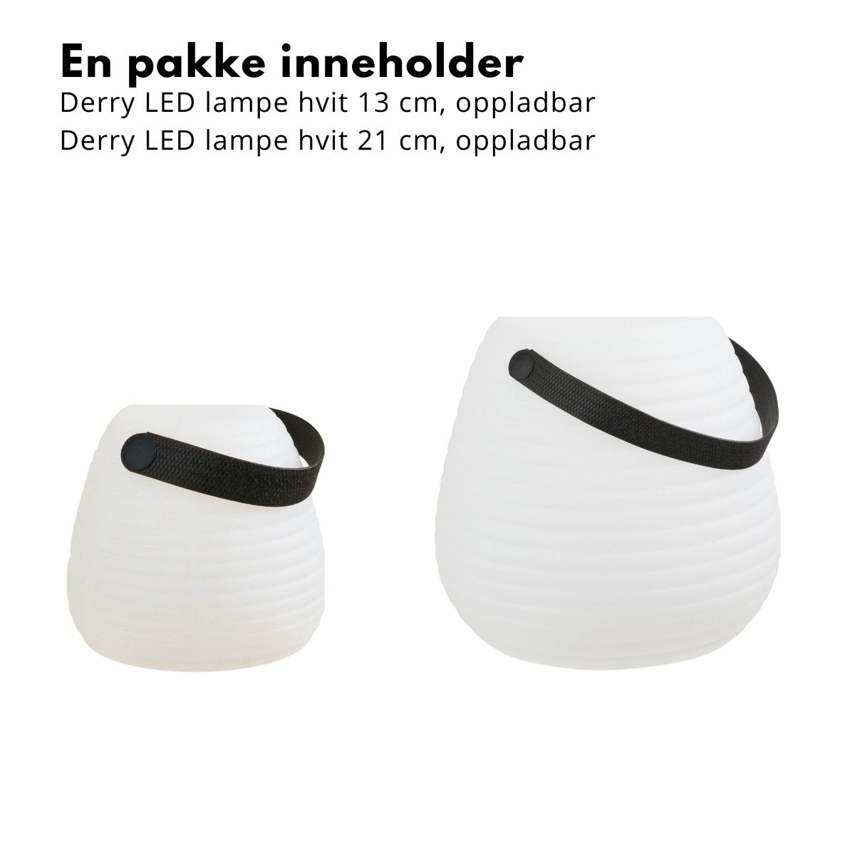 2 - pk Derry LED lampe, oppladbar - Lindas Dekor