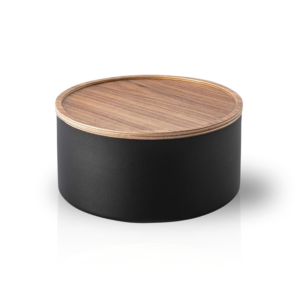 Oppbevaringsboks rund med lokk sort 22 x 11 cm - Lindas Dekor