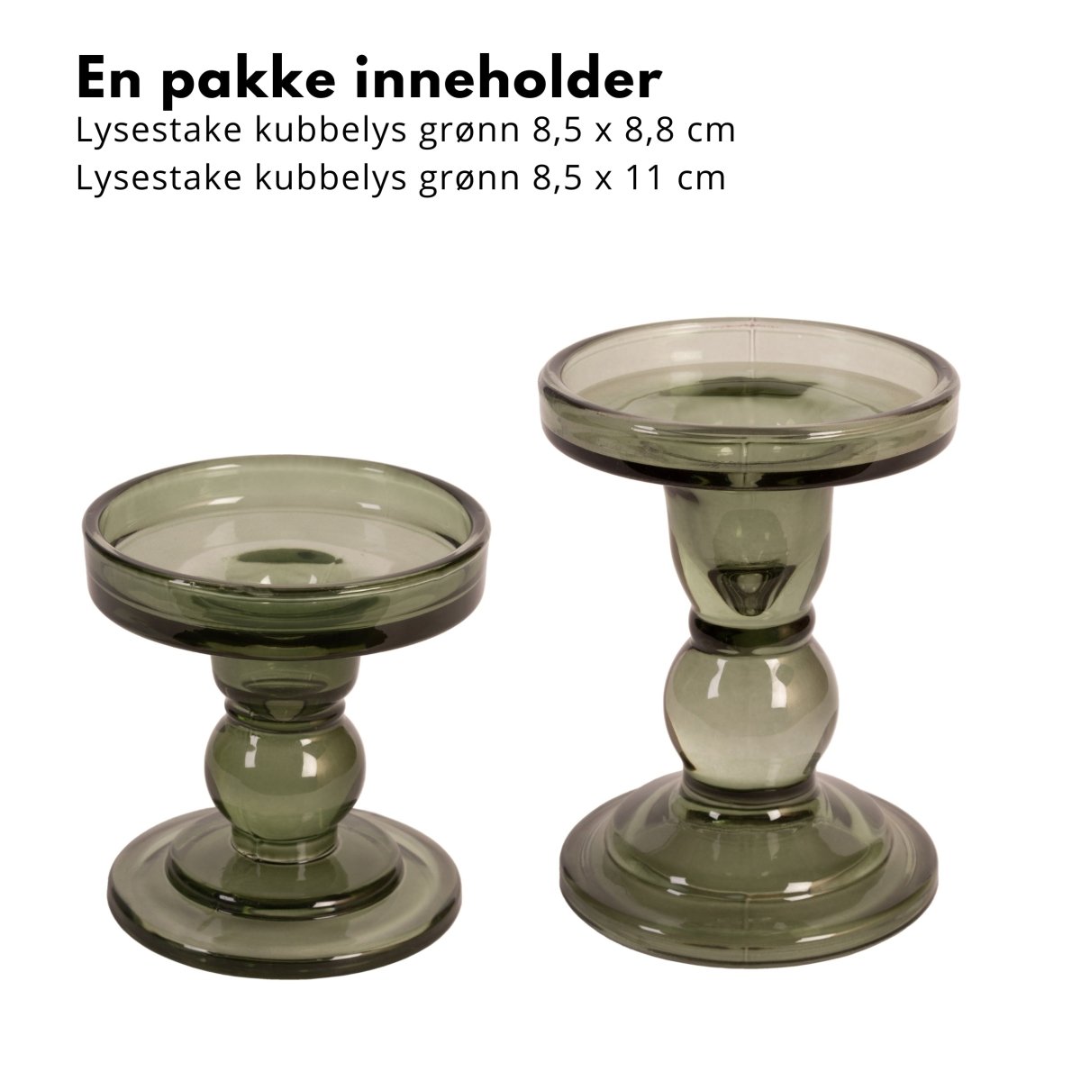 2-pak lysestager med kubelys 8,8 cm + 11 cm - Lindas Dekor