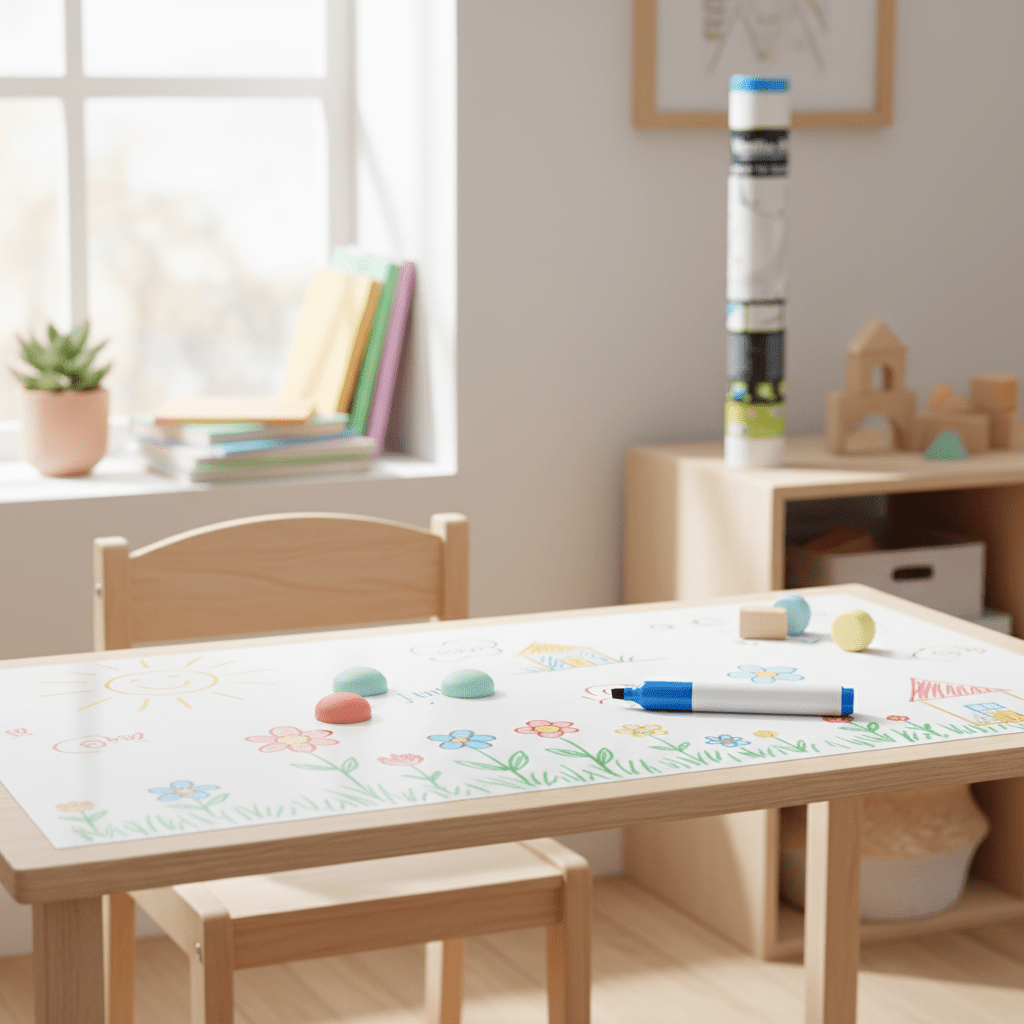 Magnetisk whiteboardfolie 4 magneter + penn 45 x 100 cm - Lindas Dekor