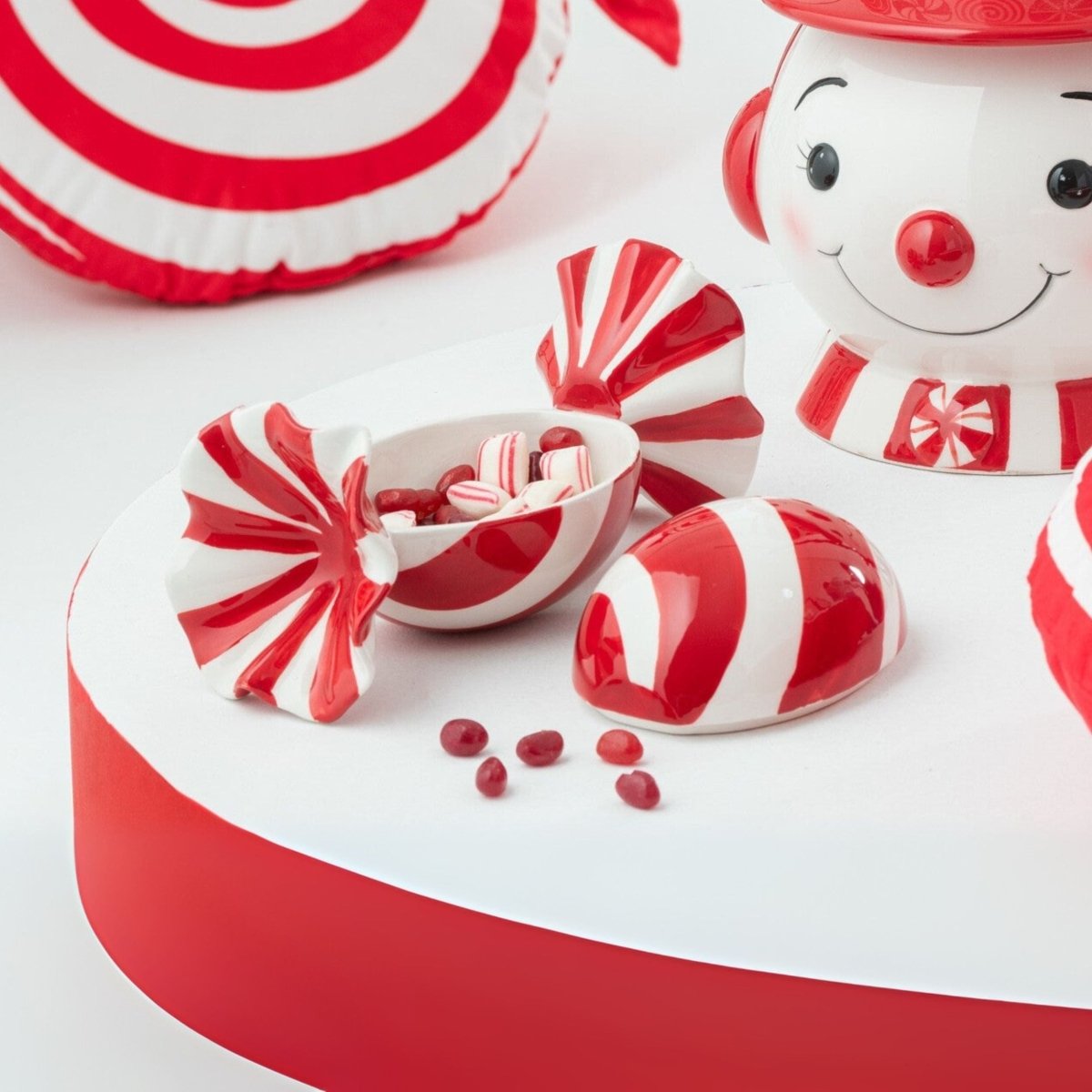 Candy julekrukke i keramik rød/hvid - Lindas Dekor