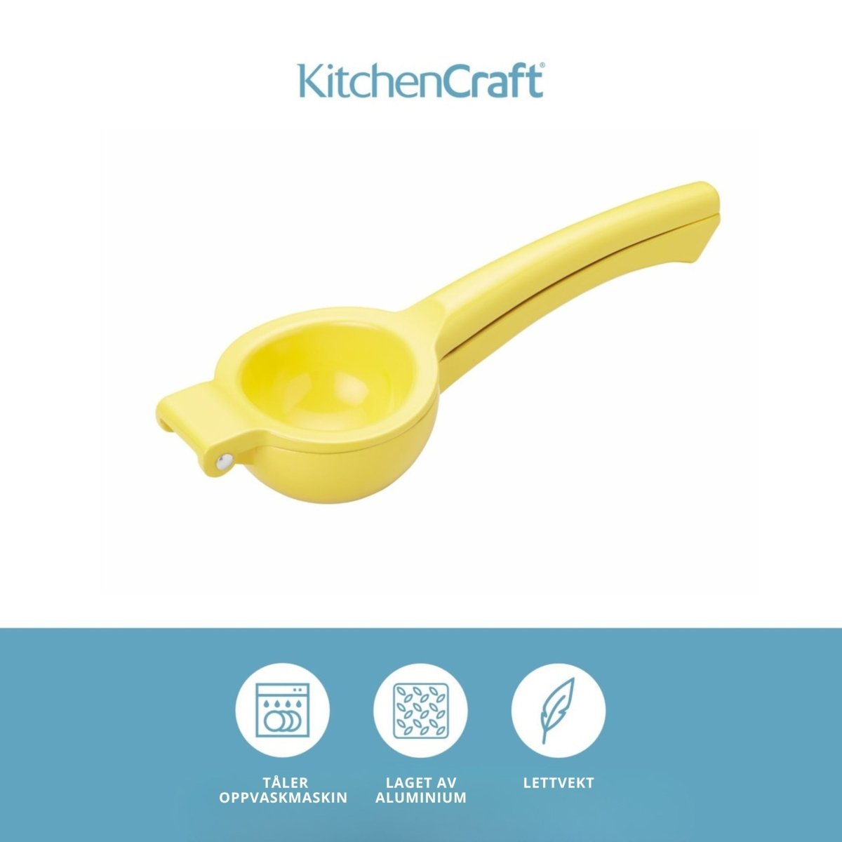 KitchenCraft Sitronpresse i metall gul 22,5 cm - Lindas Dekor