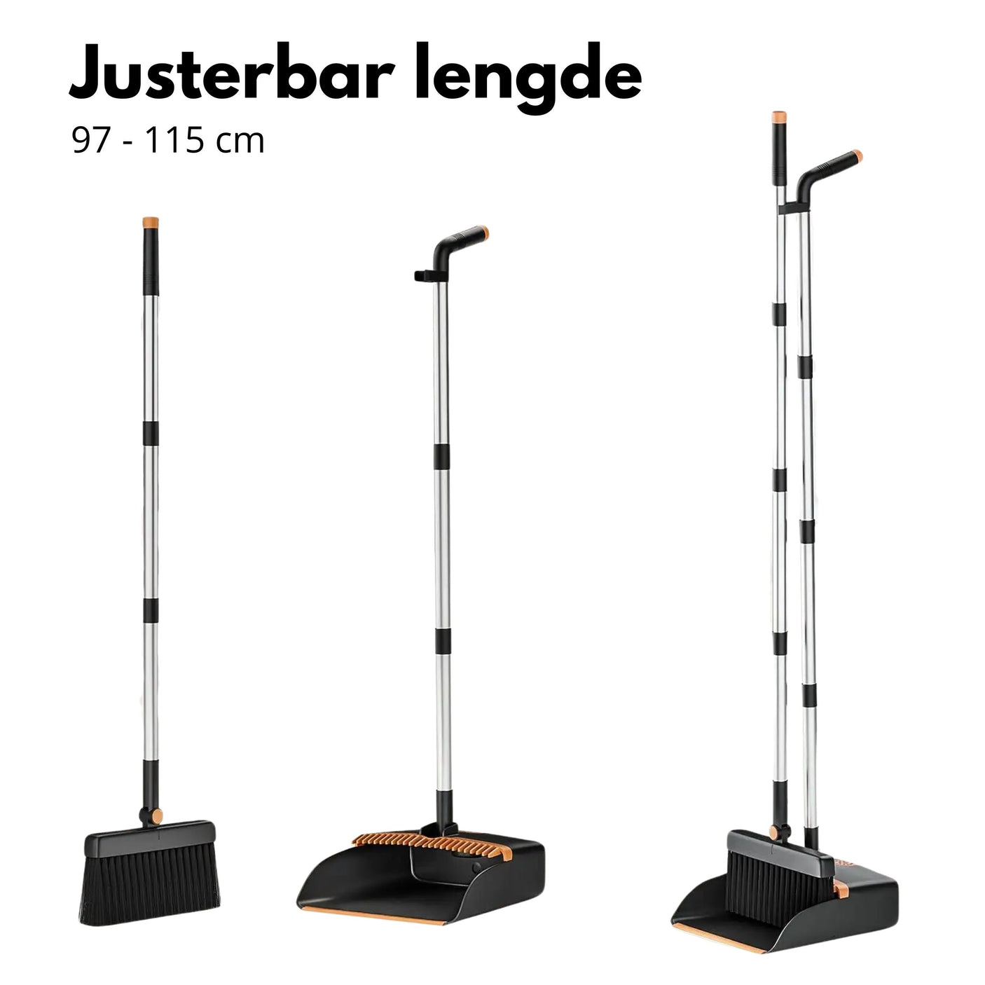 Kost og støvbrett, med støvfanger