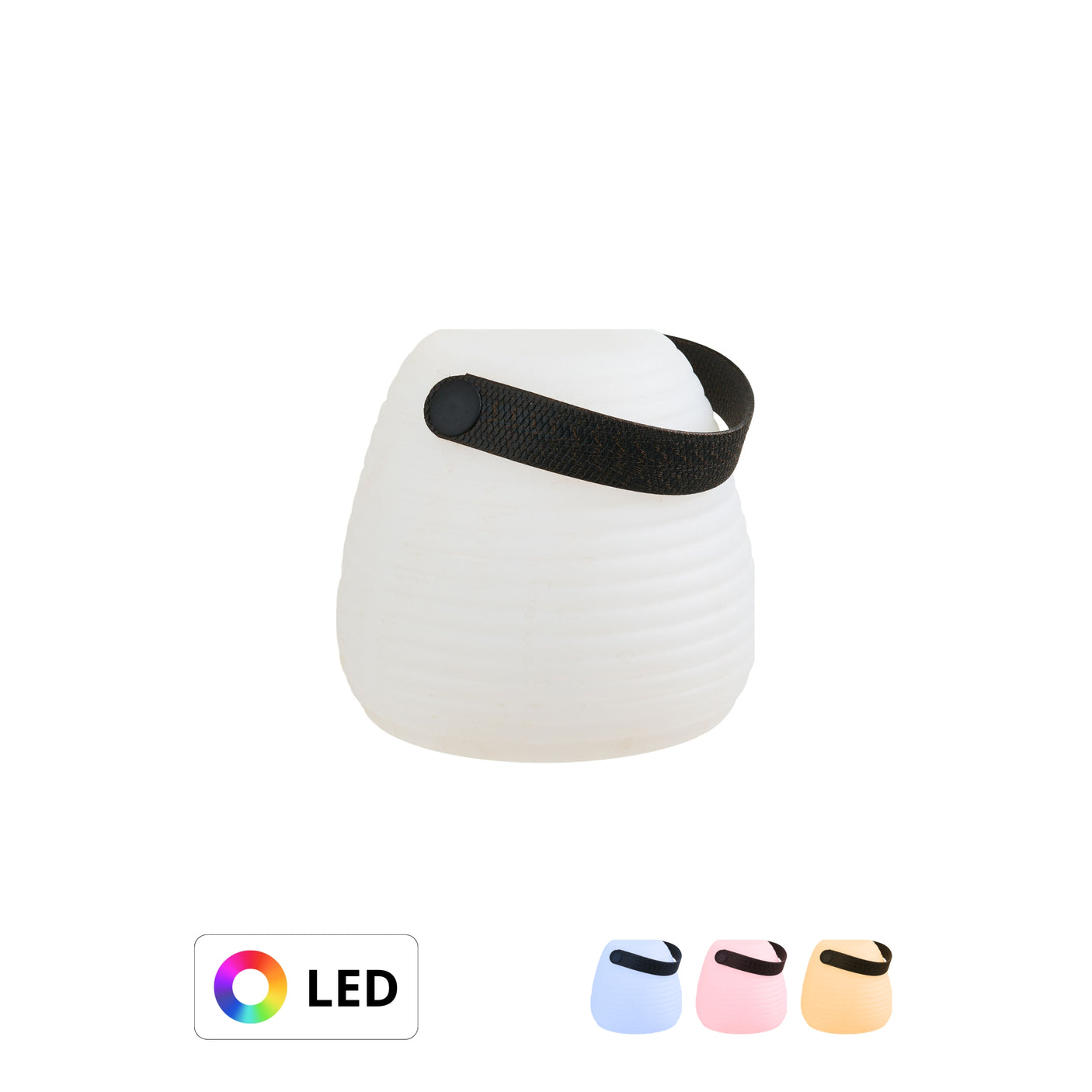 Derry LED lampe hvit liten med sort håndtak