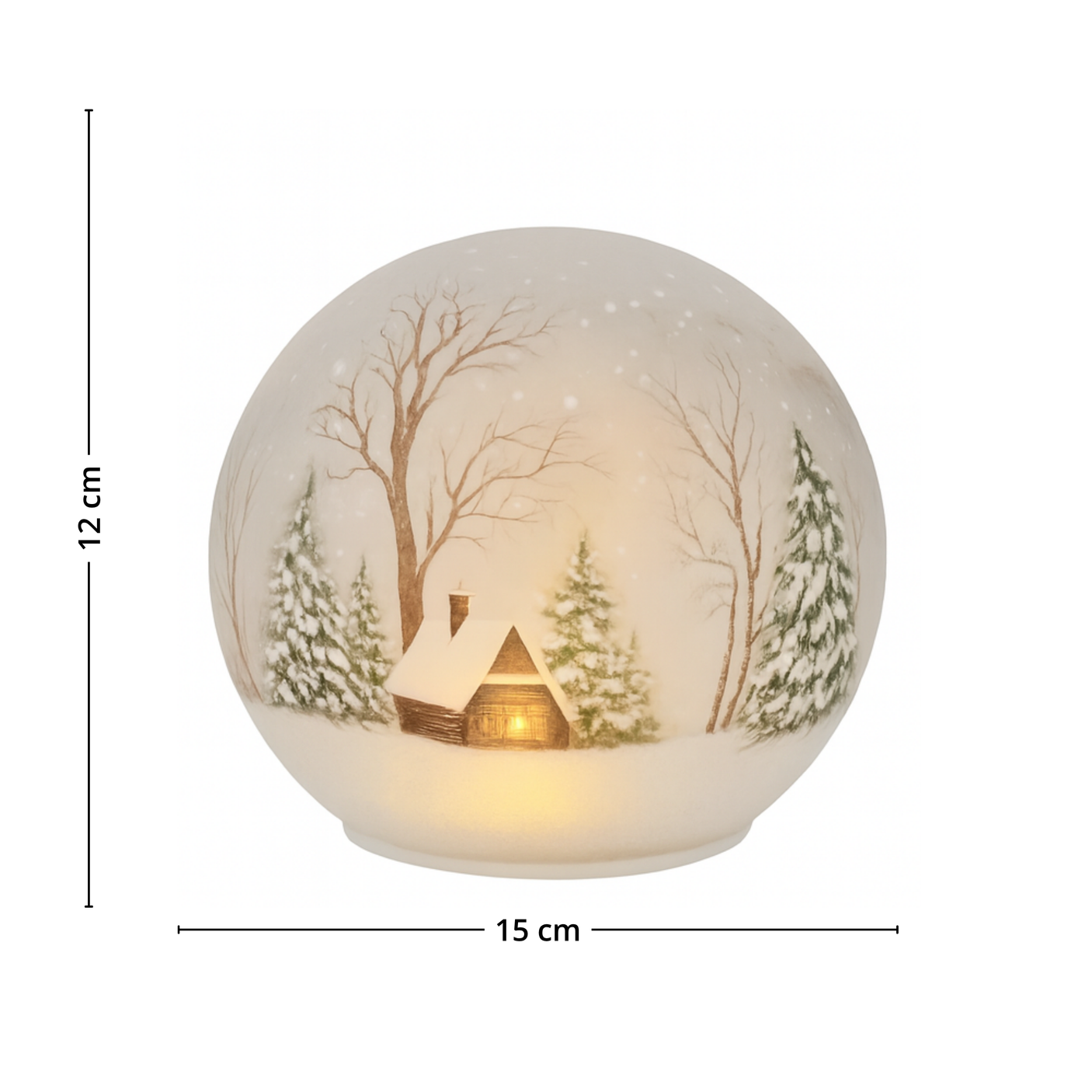 Lyslykt LED hytte plassert i vinduskarm – stemningsfull juledekorasjon med vintermotiv og LED-lys.