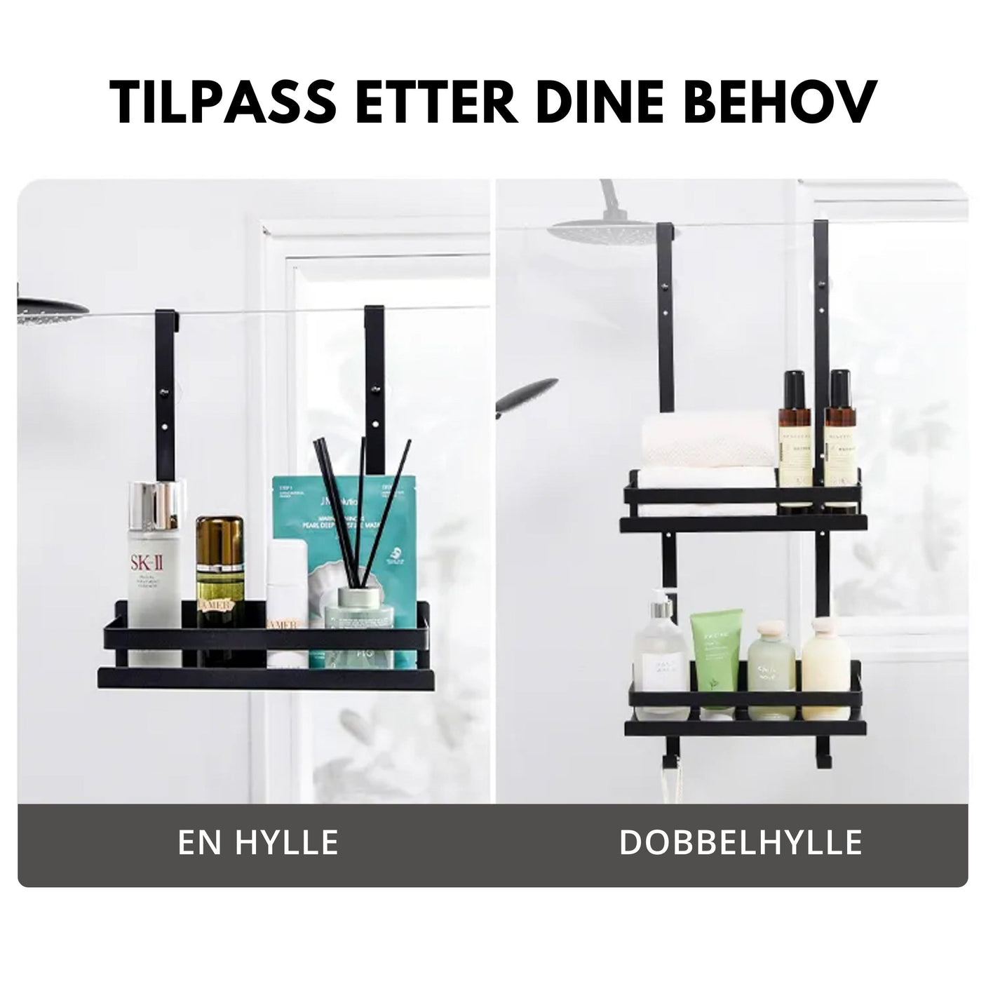 Dusjhylle, sort metall