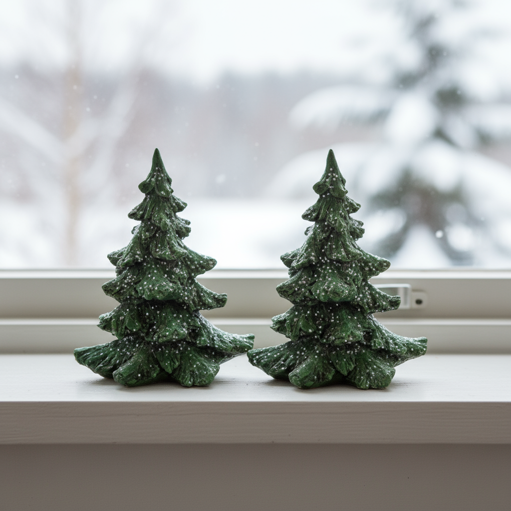 2-pk Juletre med snø 16 cm