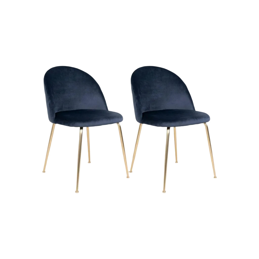 2-pak Geneve velour blå spisestol - Lindas Dekor