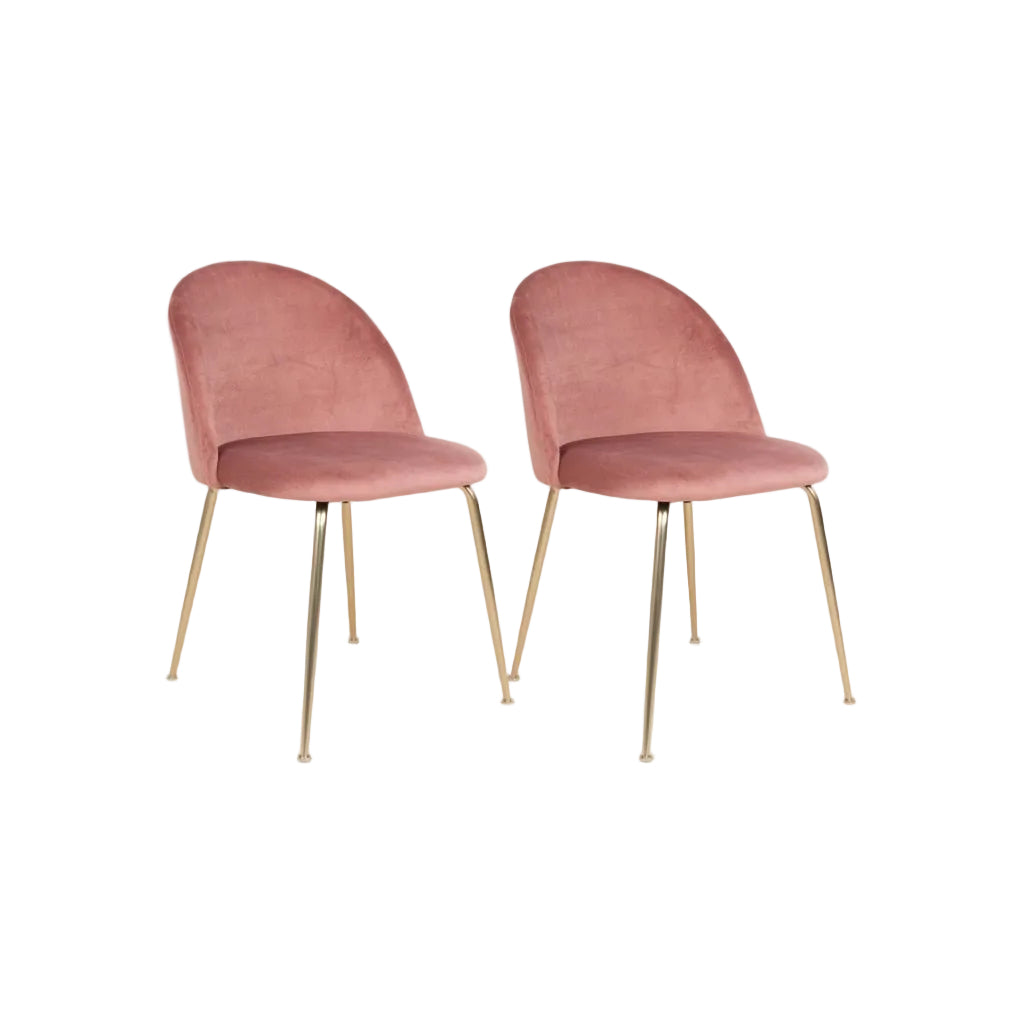 2-pk Geneve velvet rosa/messing spisestol - Lindas Dekor