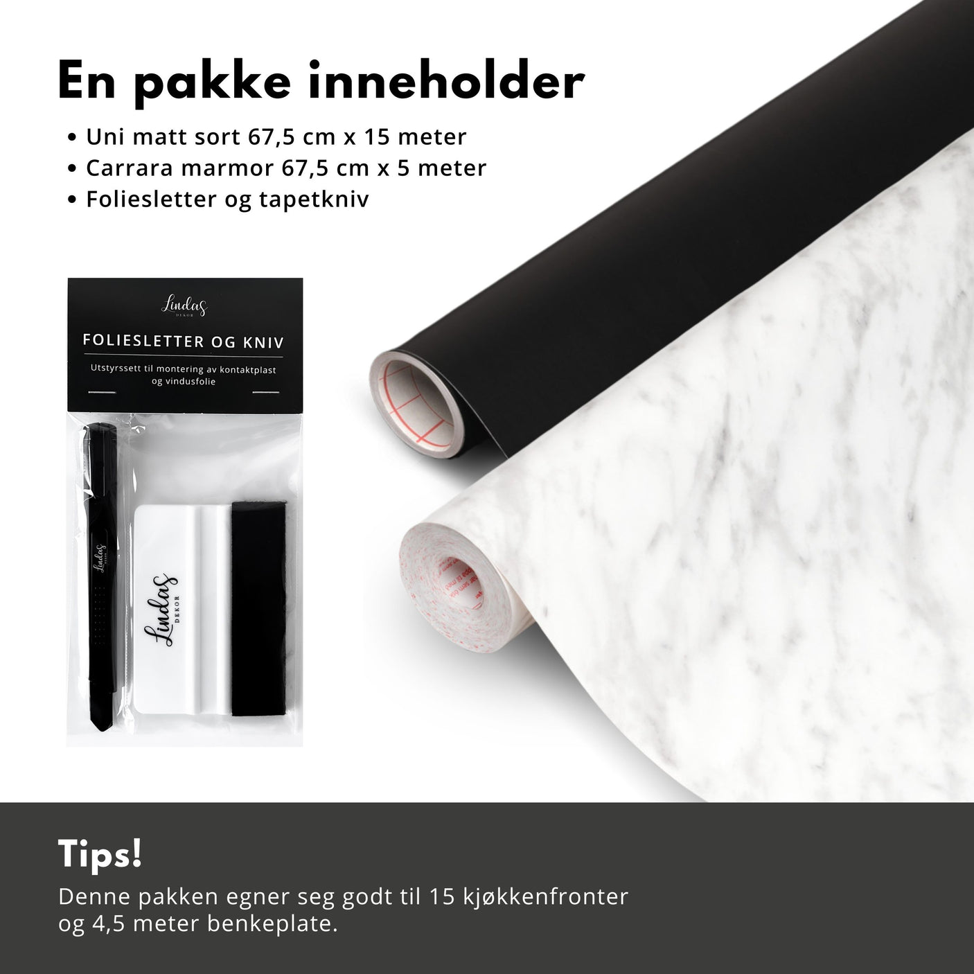 Sort kjøkken med marmor benkeplate kjøkkenkit