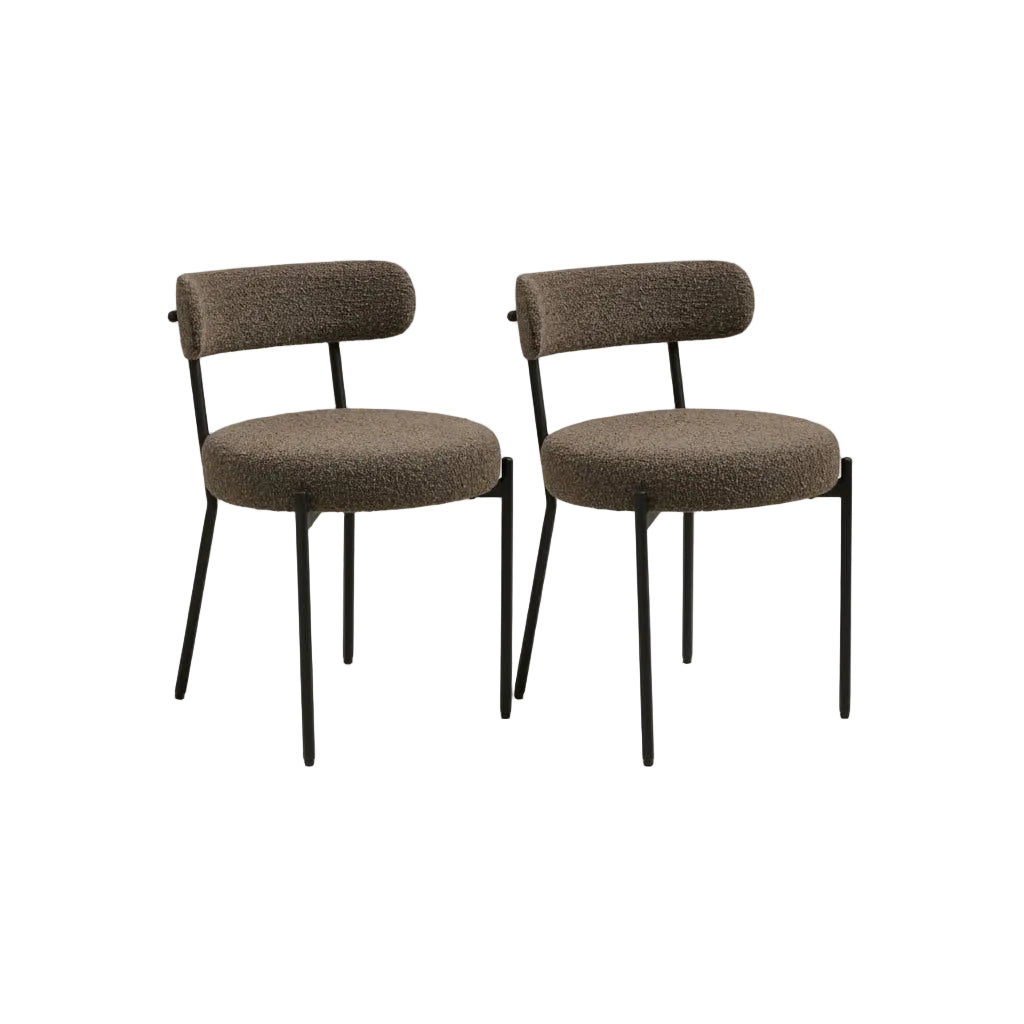 2-pk Badalona spiseestol i bouclé brun - Lindas Dekor
