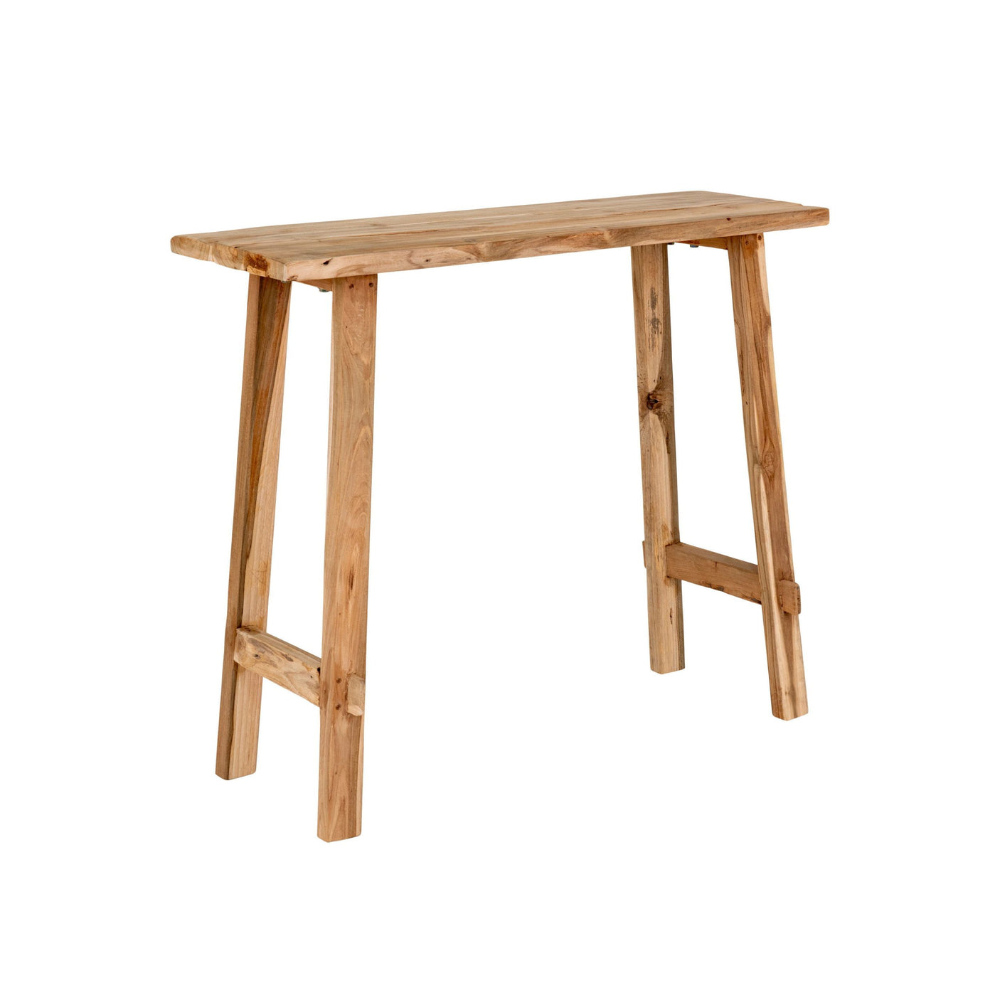 Girona konsollbord i resirkulert teak, smalt og naturlig trebord med treben – perfekt til gang, stue eller soverom