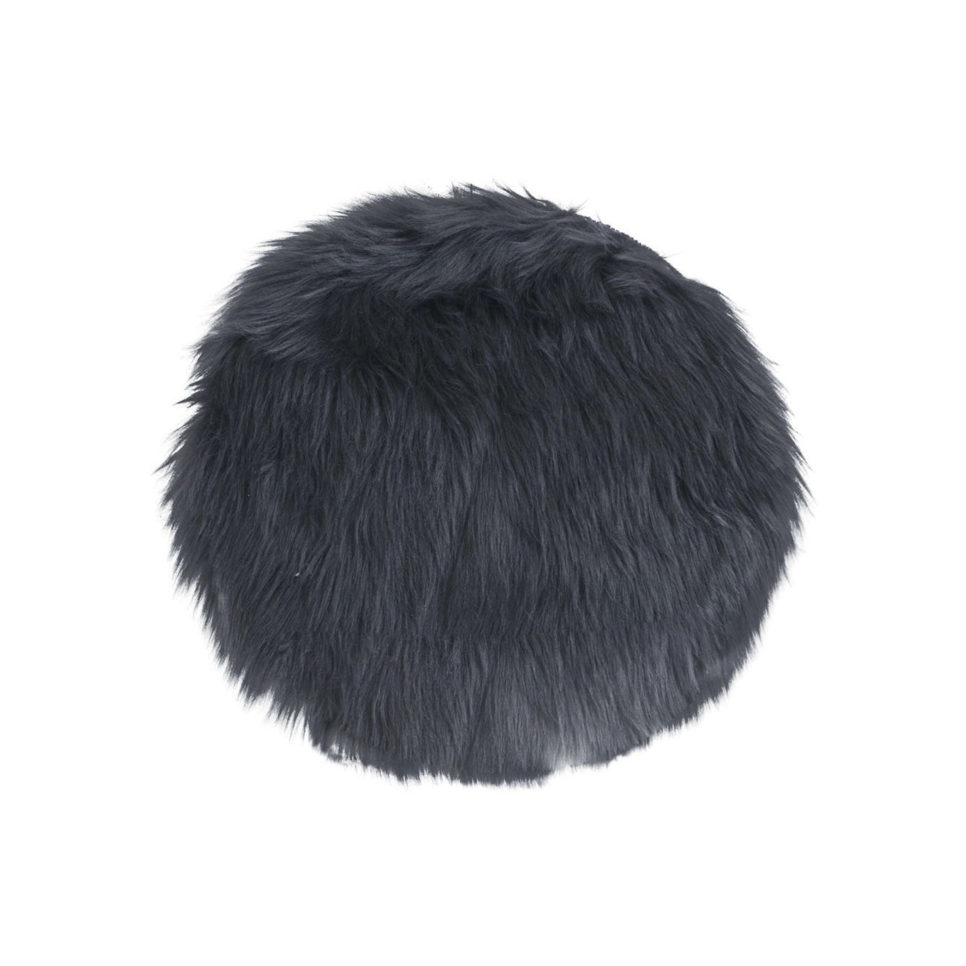 Rundt sitteunderlag i grått kunstig saueskinn, Ø35 cm – mykt og dekorativt