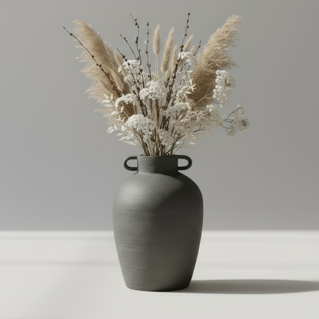 DBKD Long vase plassert i moderne interiør med varm belysning.