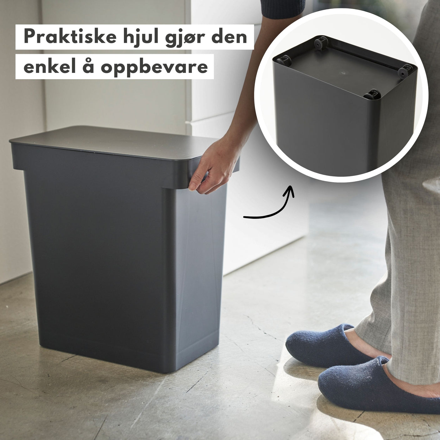 Hjul for praktisk oppbevaring og sparer ryggen din for tunge løft