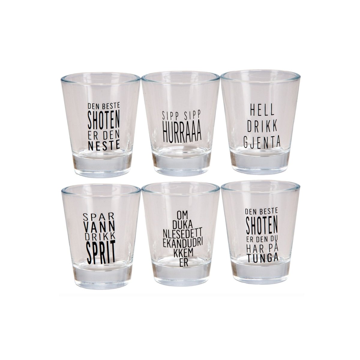 6 - pk Shotglass gutta tekster - Lindas Dekor