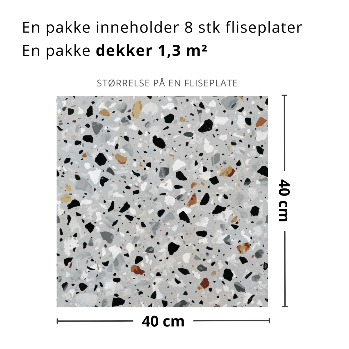 8 - pk Milano Terrazzo selvklebende fliser - Lindas Dekor