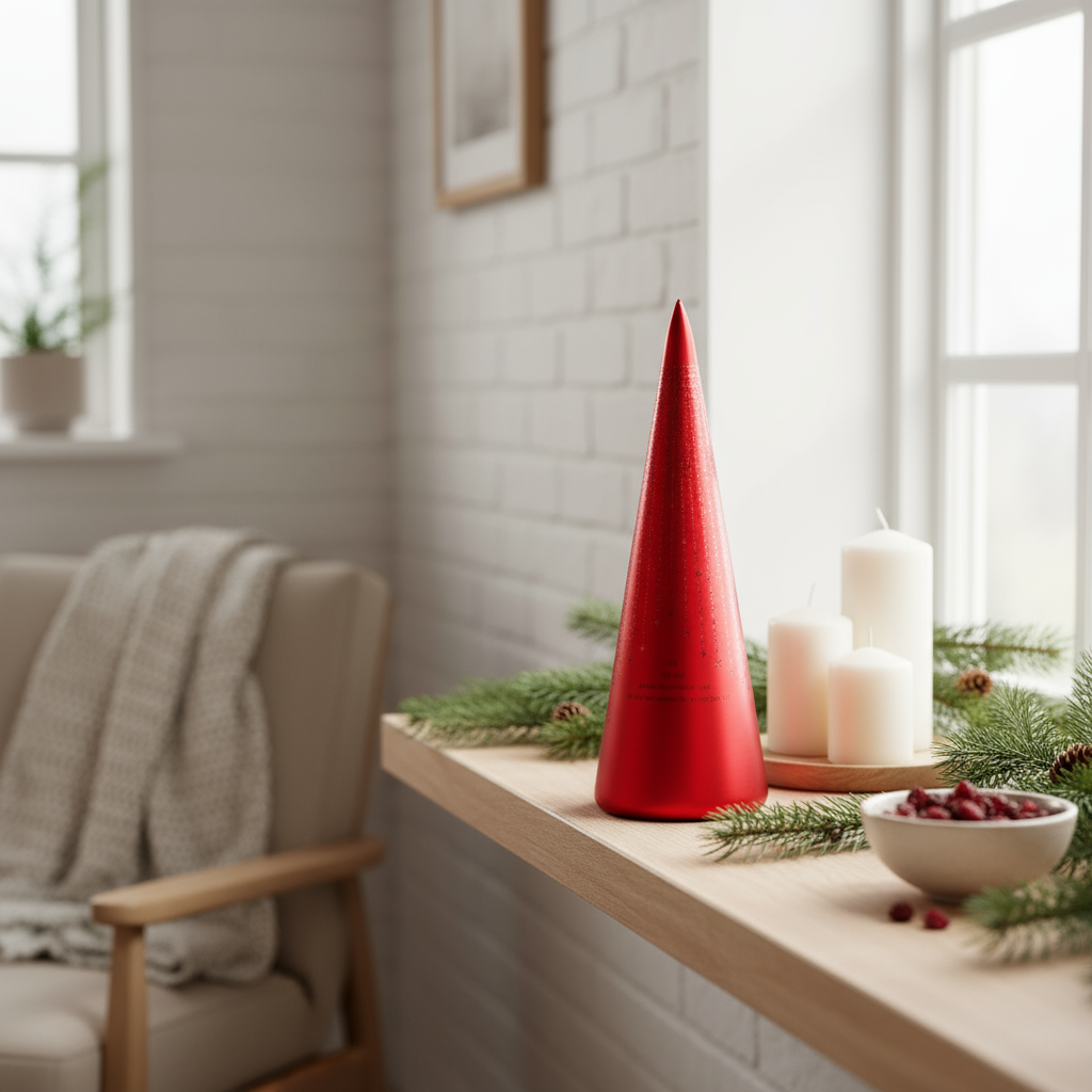 Rød LED-lykt med 20 lys tent i mørket