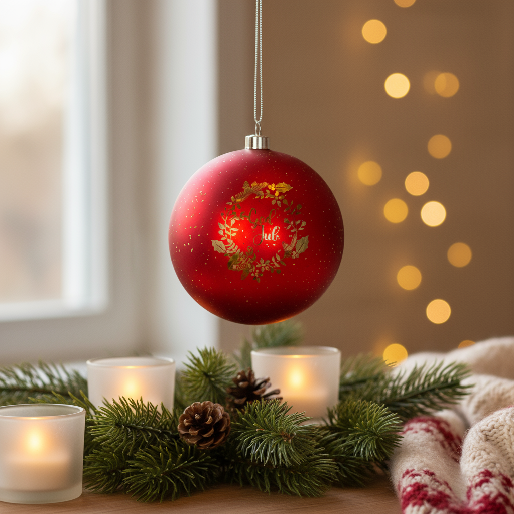 Stor lyslykt LED rød 15 cm