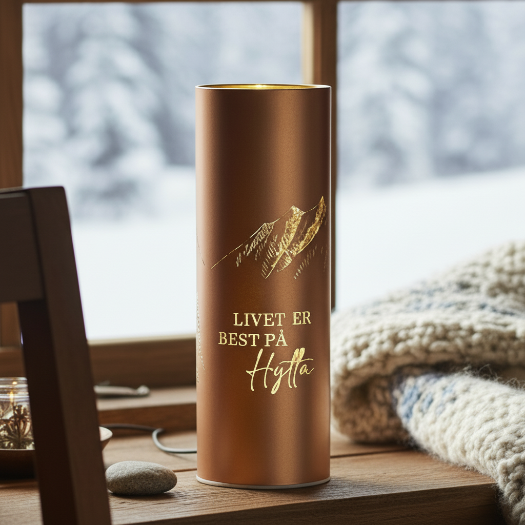 Kvadratisk bilde av LED-lykt Livet på hytta 9×25 cm